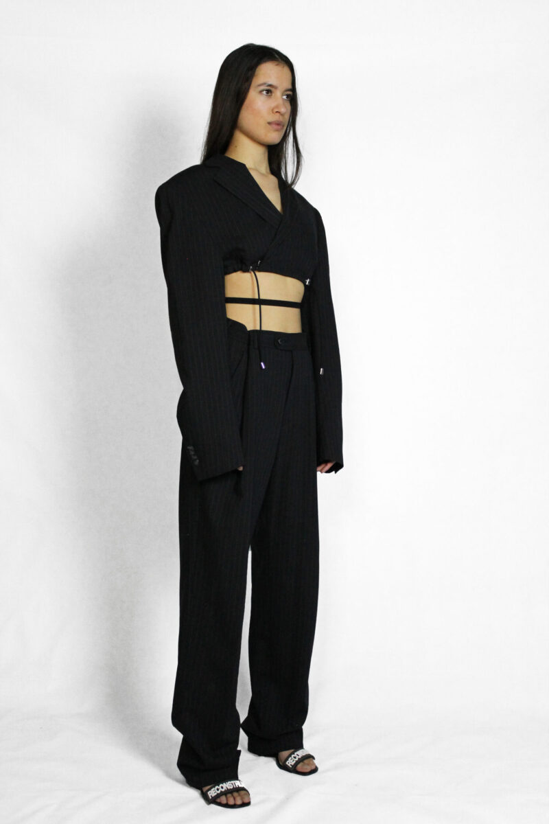 PLEATED PINSTRIPE PANTALON
